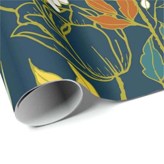 Blume und Blätter Geschenkpapier (Rolleneckpunkt)