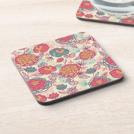 Blume und Blätter Getränkeuntersetzer (Linke Seite)