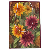 Blume und Blätter im hübschen Herbst Herbst Mittlere Geschenktüte (Vorderseite)