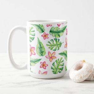 Blume und Blätter im tropischen Stil Kaffeetasse