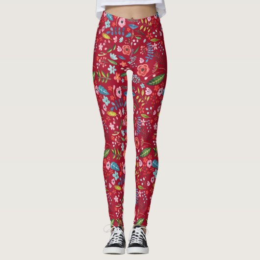 Blume und Blätter in gemischten Farben - Nahtloses Leggings (Vorderseite)