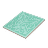 Blume und Blätter in sanft-grün Fliese (Seite)