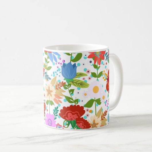 Blume und Blätter Kaffeetasse (VorderseiteRechts)