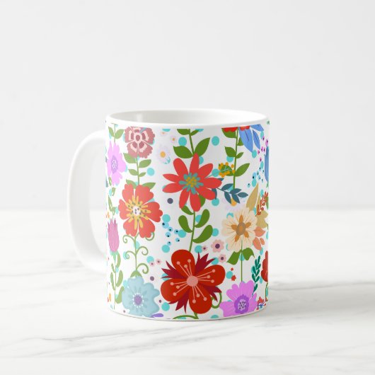 Blume und Blätter Kaffeetasse (Vorderseite Links)
