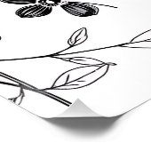 Blume und Blätter mit feiner Linie Poster (Ecke)