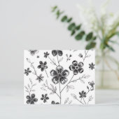Blume und Blätter mit feiner Linie Postkarte (Stehend Vorderseite)
