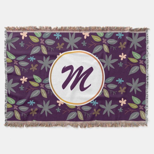 Blume und Blätter Monogramm Decke (Vorderseite)