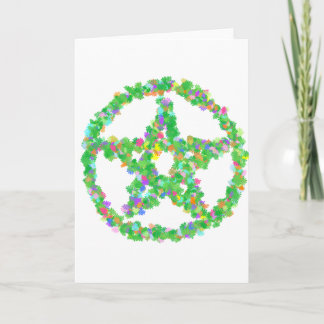 Blume und Blätter Pentagramm Karte