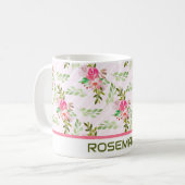 Blume und Blätter Personalisiert Kaffee Tasse (Vorderseite Links)