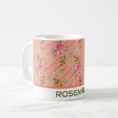 Blume und Blätter Personalisiert Kaffee Tasse (Vorderseite Links)