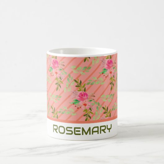 Blume und Blätter Personalisiert Kaffee Tasse (Mittel)