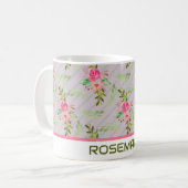 Blume und Blätter Personalisiert Kaffee Tasse (Vorderseite Links)