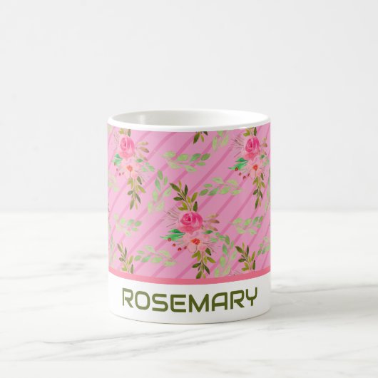 Blume und Blätter Personalisiert Kaffee Tasse (Mittel)