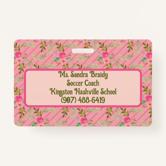 Blume und Blätter Personalisiertes Abzeichen Ausweis (Rückseite)