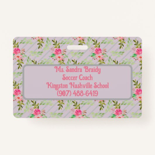 Blume und Blätter Personalisiertes Abzeichen Ausweis (Rückseite)