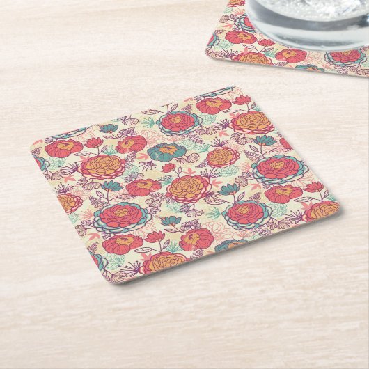 Blume und Blätter Rechteckiger Pappuntersetzer (angewinkelt)