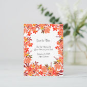 Blume und Blätter Save the Date Postkarte (Stehend Vorderseite)