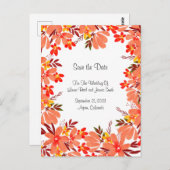 Blume und Blätter Save the Date Postkarte (Vorne/Hinten)