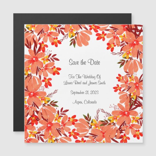 Blume und Blätter Save the Date Postkarte (Vorne/Hinten)