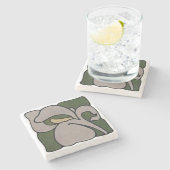 Blume und Blätter - Tile 59d Steinuntersetzer (Seitenansicht)
