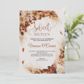 Blume und Blätter von Boho Fall und Herbst Einladung (Stehend Vorderseite)