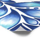 Blume und Blattmandala in der Blues Poster (Ecke)