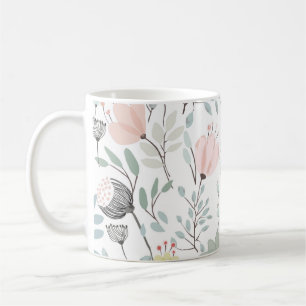 Blume und Blattmuster in tropischem Grün und Rosa Kaffeetasse