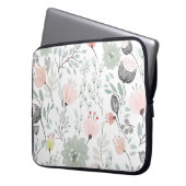 Blume und Blattmuster in tropischem Grün und Rosa Laptopschutzhülle (Vorderseite Links)