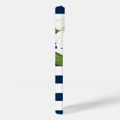 Blume und blaue, weiße Streifen moderne Blumen Case-Mate iPhone Hülle (Rückseite / Rechts)