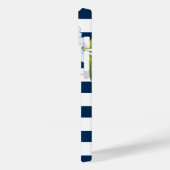 Blume und blaue, weiße Streifen moderne Blumen Case-Mate iPhone Hülle (Rückseite / Links)