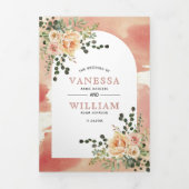 Blume und Blumenzwiebeln Peach Dreifach Gefaltete Einladung (Cover)