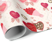 Blume und Bonbons Geschenkpapier (Rolleneckpunkt)