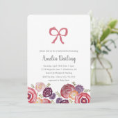 Blume und Bows Kinderdusche Einladung (Stehend Vorderseite)