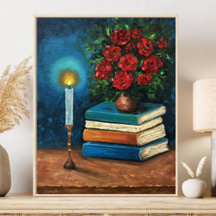 Blume und Bücher der bildenden Kunst Poster