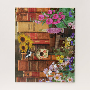 Blume und Bücher Puzzle