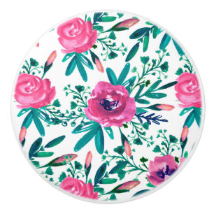 Blume und Buckel in Aquarellfarbe Keramikknauf