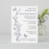 Blume und Butterfliegen, Hochzeitsfeiern Folieneinladung (Stehend vorne)