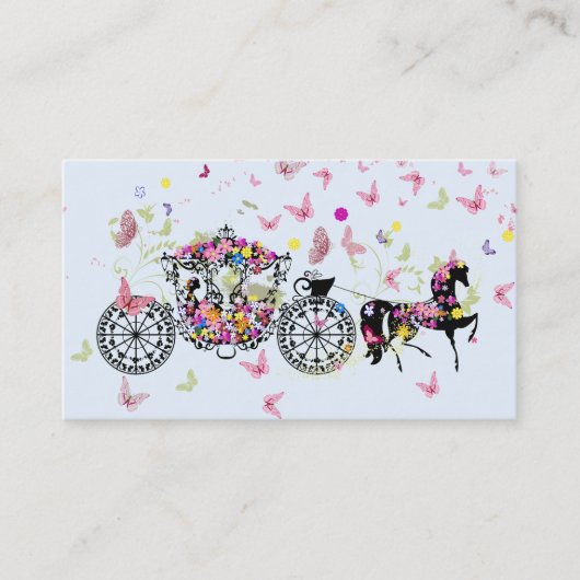 Blume und Butterfliegen zum Hochzeitspferd 2 Visitenkarte (Vorderseite)