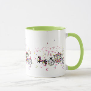 Blume und Butterfliegen zum Hochzeitspferd Tasse