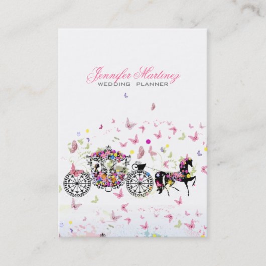 Blume und Butterfliegen zum Hochzeitspferd Visitenkarte (Vorderseite)
