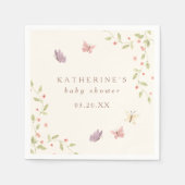 Blume und Butterfly Girl Babydusche Serviette (Vorderseite)