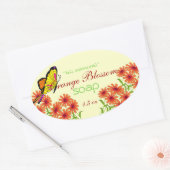 Blume und Butterfly, hausgemachte Seife Ovaler Aufkleber (Umschlag)