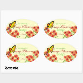 Blume und Butterfly, hausgemachte Seife Ovaler Aufkleber (Blatt)