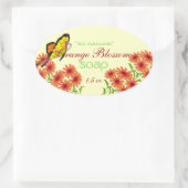 Blume und Butterfly, hausgemachte Seife Ovaler Aufkleber (Tasche)