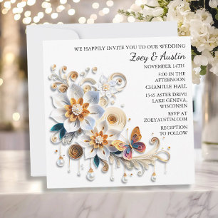 Blume und Butterfly-Hochzeiten Einladung