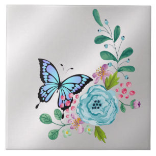 Blume und Butterfly-Keramik Fliese
