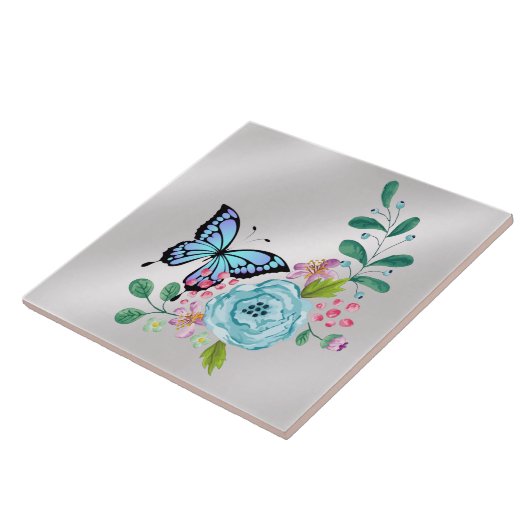 Blume und Butterfly-Keramik Fliese (Seite)