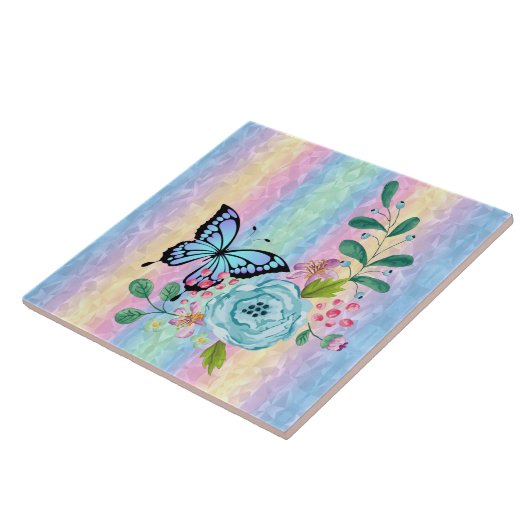 Blume und Butterfly-Keramik Fliese (Seite)