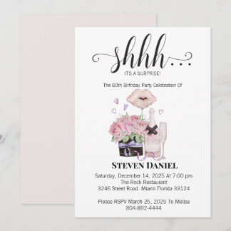 Blume und Champagner zum Geburtstag Einladung