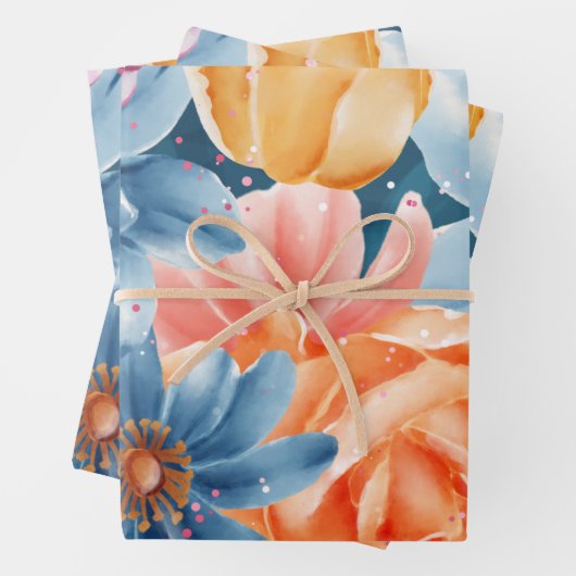 Blume und Confetti Geschenkpapier Set (Beispiel)